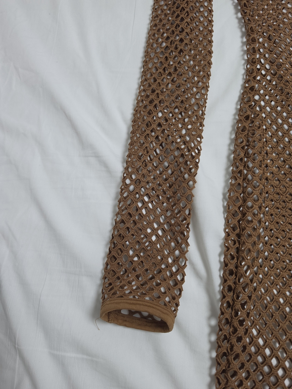 Fashion Nova Brown Crochet Long-Sleeve Mesh Dress - Picture 6 of 8